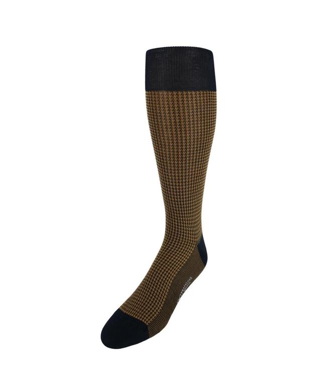 Trafalgar Mens Doyle Houndstooth Design Mercerized Cotton Mid-Calf Socks Product Image