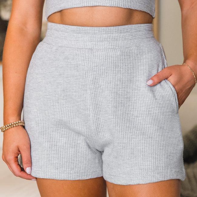 Essential Ease Grey Waffle Knit Pull On Shorts product image