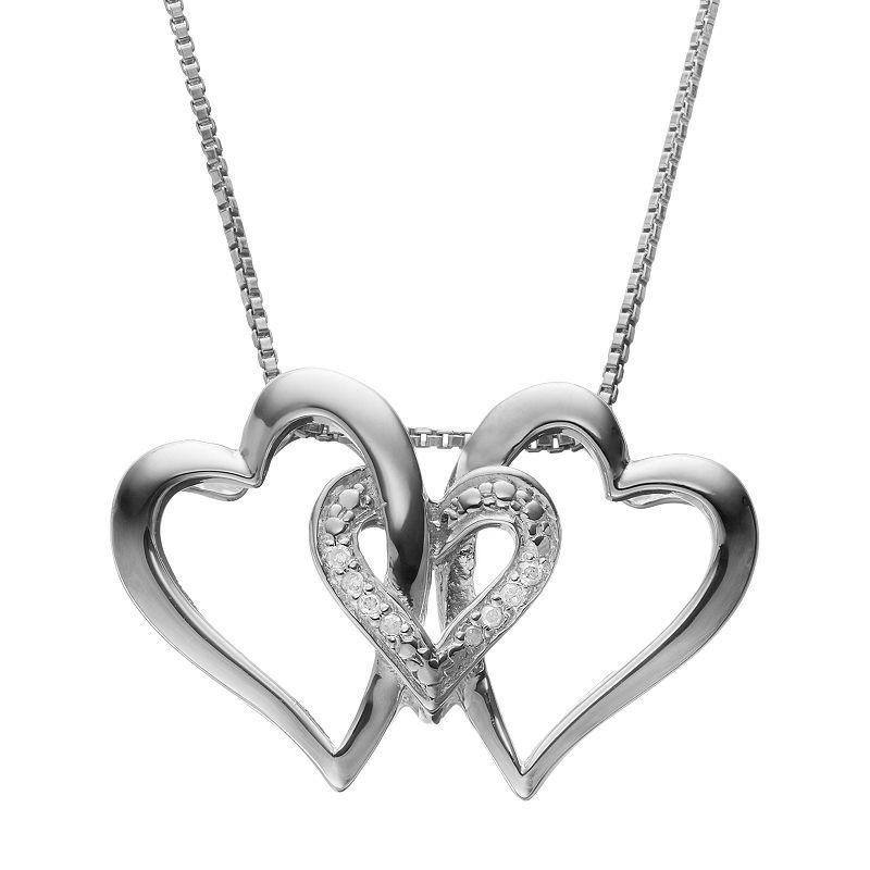 Diamond Accent Sterling Silver Triple Heart Pendant Necklace, Womens Product Image