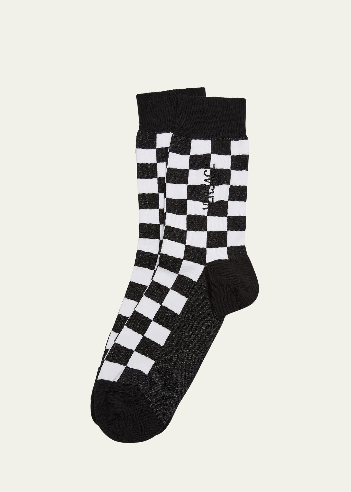 Mens Embroidered Damier Crew Socks Product Image