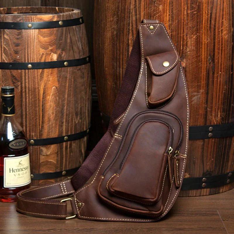 Perfect Leather Chest Pack Men's Leather Sling Bag Chest Bag Male Product Image