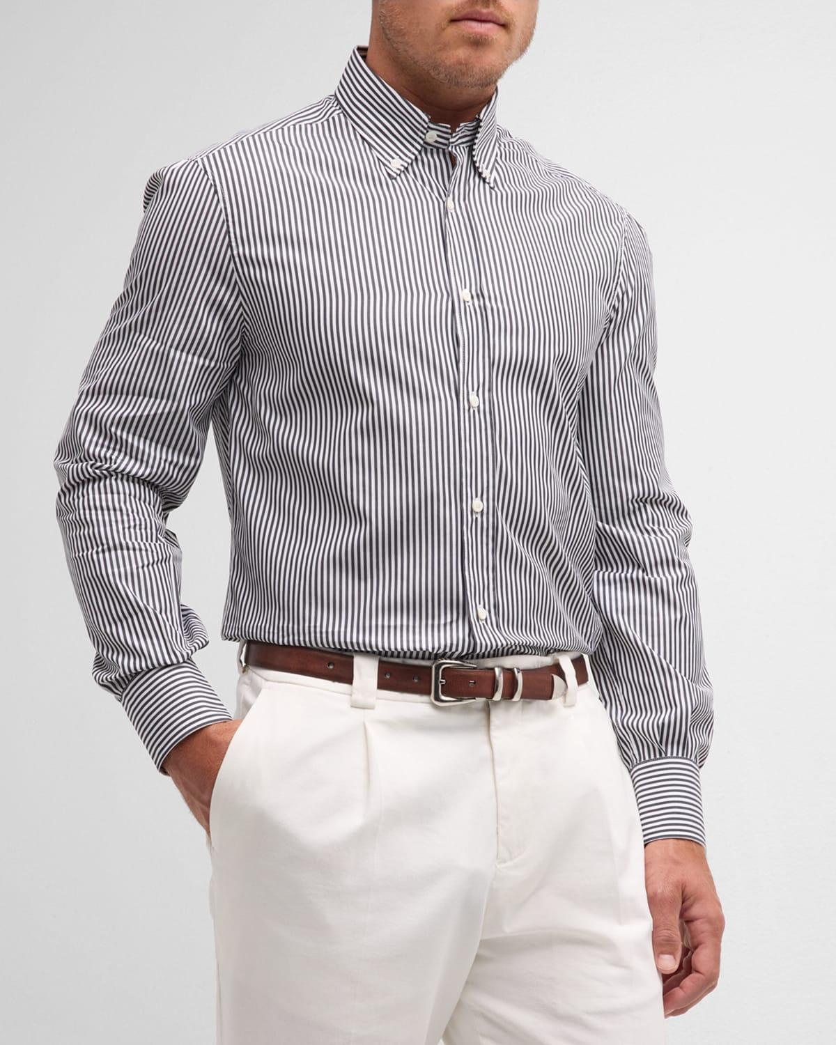 Mens Cotton Stripe Sport Shirt Product Image