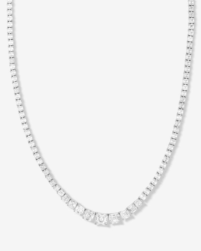 The Queen's Graduated Tennis Necklace 16" - Gold|White Diamondettes Product Image