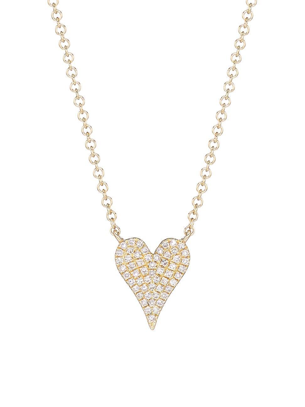 Womens 14K Yellow Gold & 0.11 TCW Diamond Heart Pendant Necklace Product Image