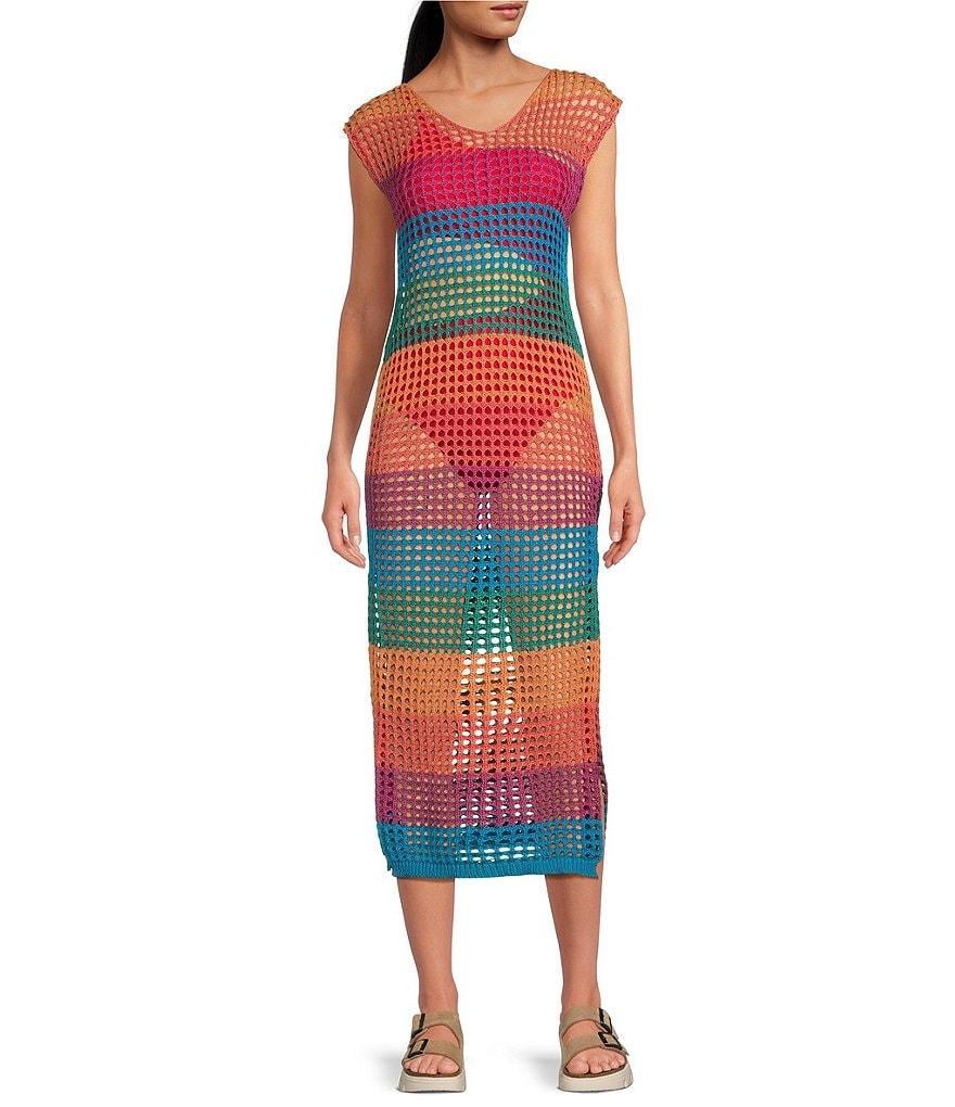 Anna & Ava Multi Stripe Crochet Cover Up Product Image