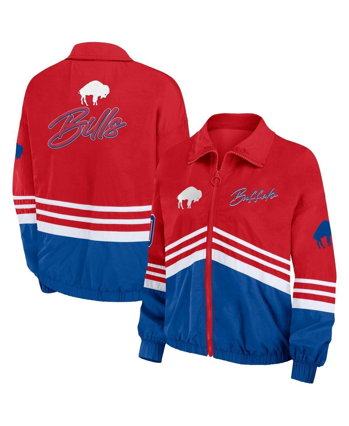 Womens Wear by Erin Andrews Red Distressed Buffalo Bills Vintage-Like Throwback Windbreaker Full-Zip Jacket Product Image