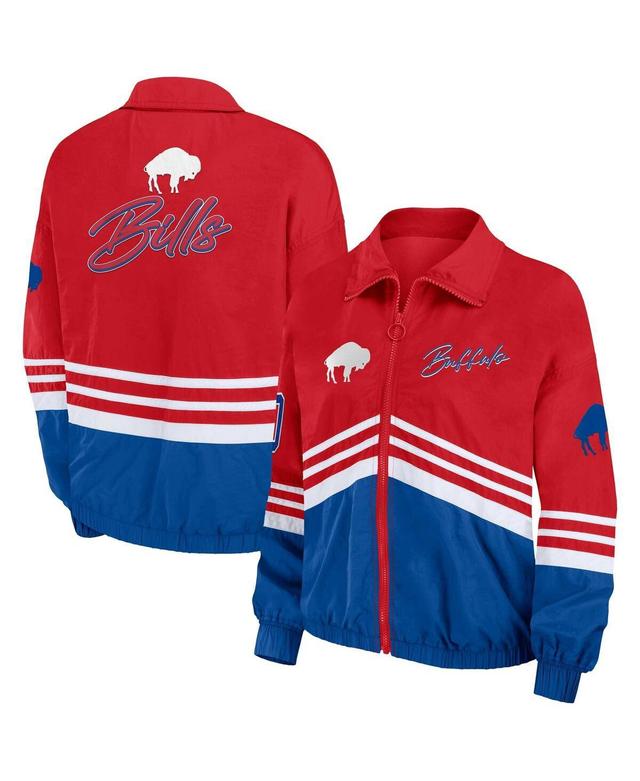 Womens Wear by Erin Andrews Red Distressed Buffalo Bills Vintage-Like Throwback Windbreaker Full-Zip Jacket Product Image