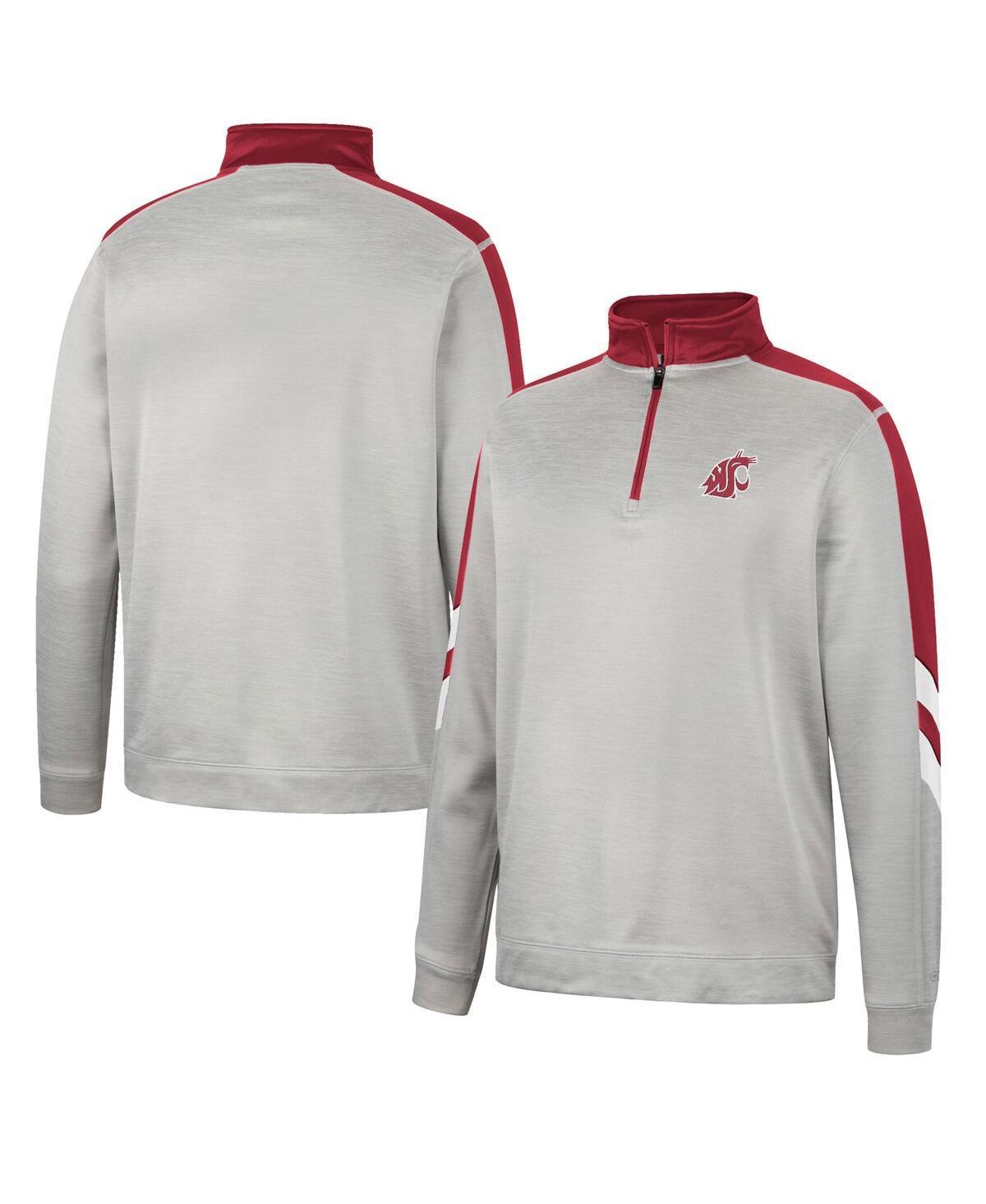 Mens Colosseum Gray/Crimson Indiana Hoosiers Bushwood Fleece Quarter-Zip Jacket Product Image