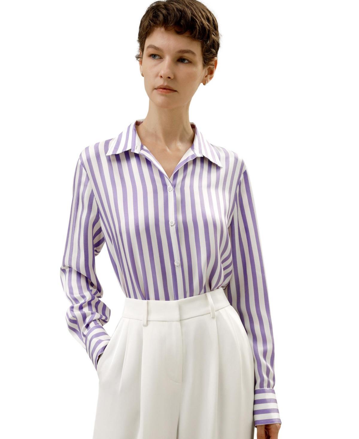 Classic Striped Silk Shirt for Women Product Image