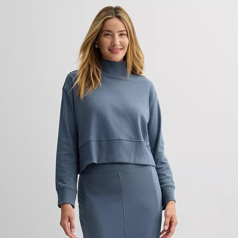 Womens Sonoma Goods For Life Fleece Turtleneck Top Blue Flare product image