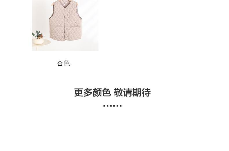 V-Neck Plain Quilted Button-Up Vest Product Image