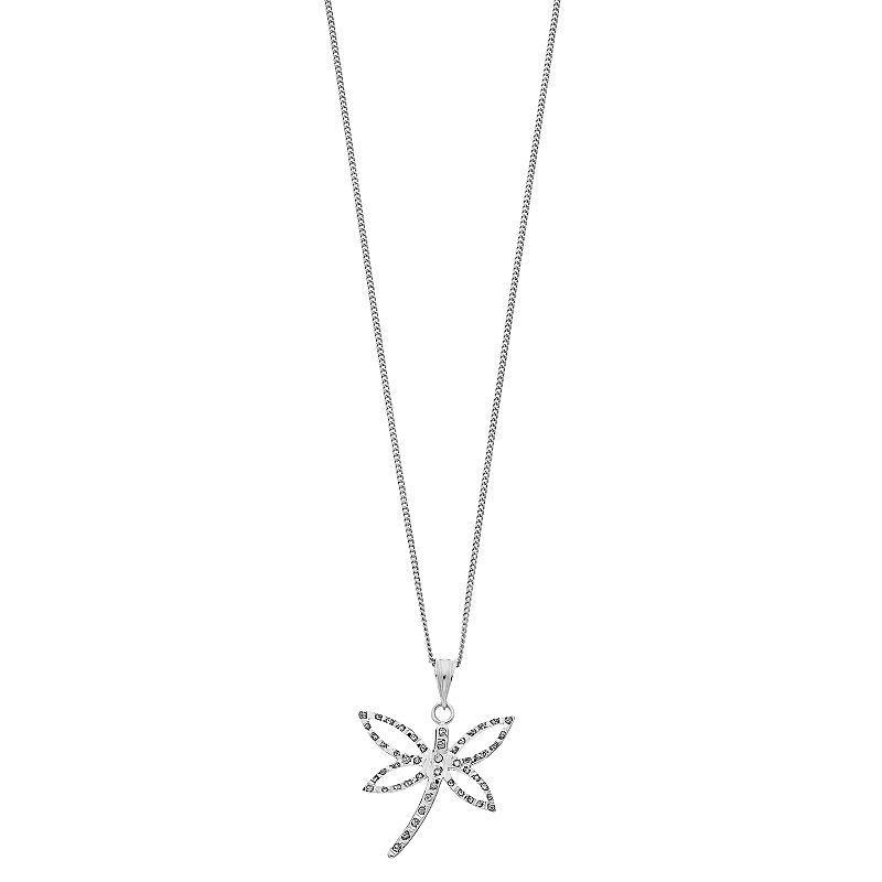 Diamond Mystique Sterling Silver Diamond Accent Dragonfly Pendant Necklace, Womens White Over Silver Product Image