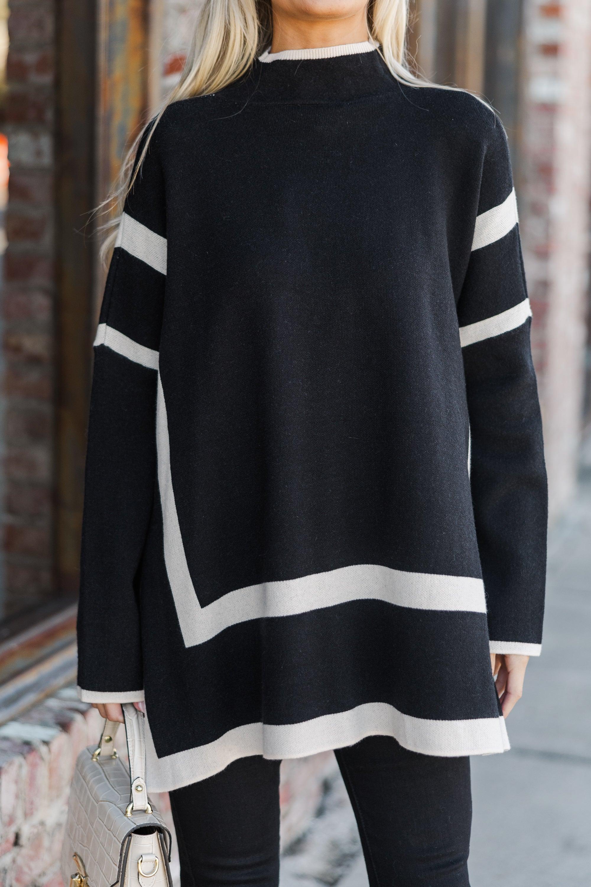 All The Best Black Striped Sweater Tunic Female Product Image