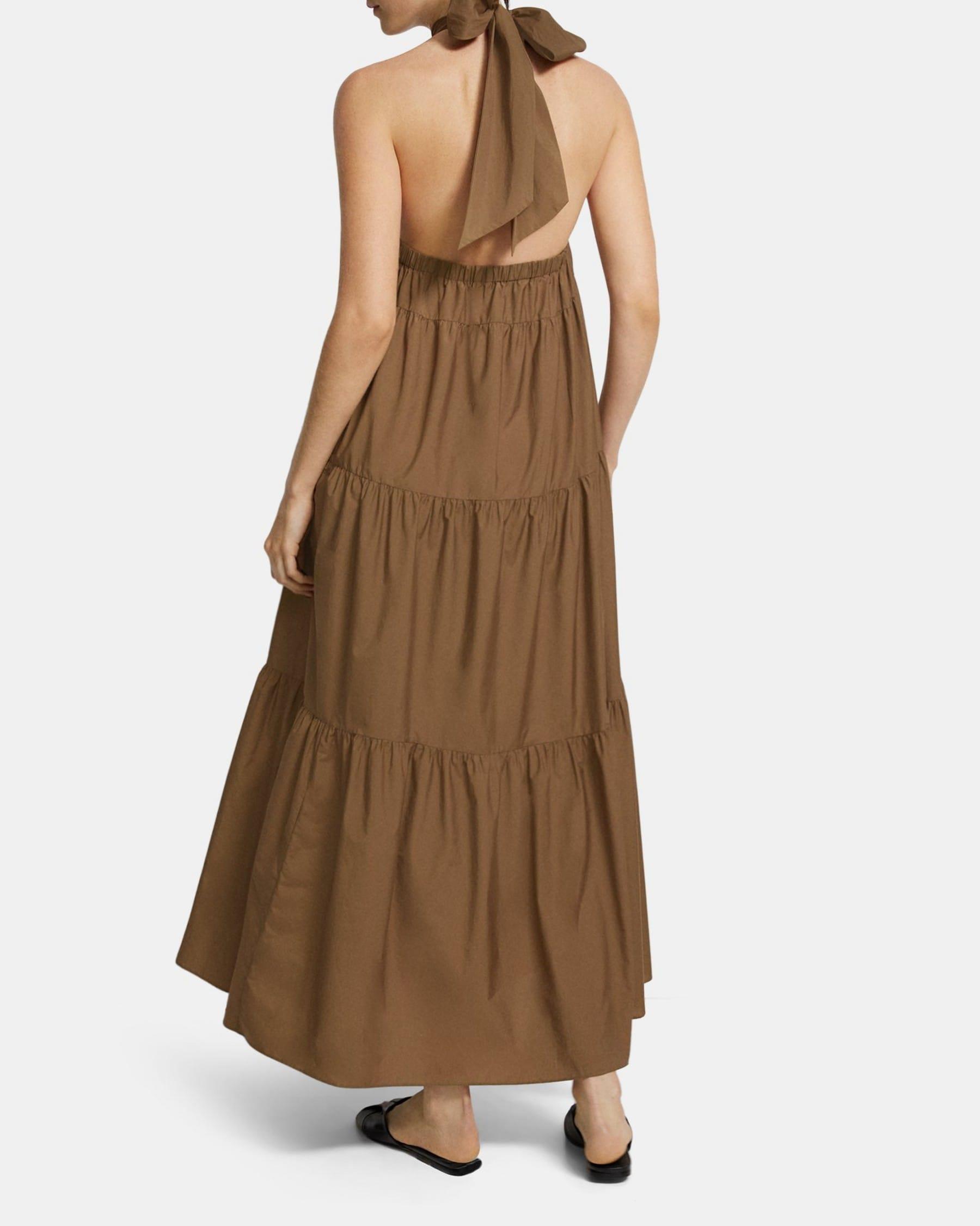 Tiered Halter Maxi Dress in Cotton Blend Product Image