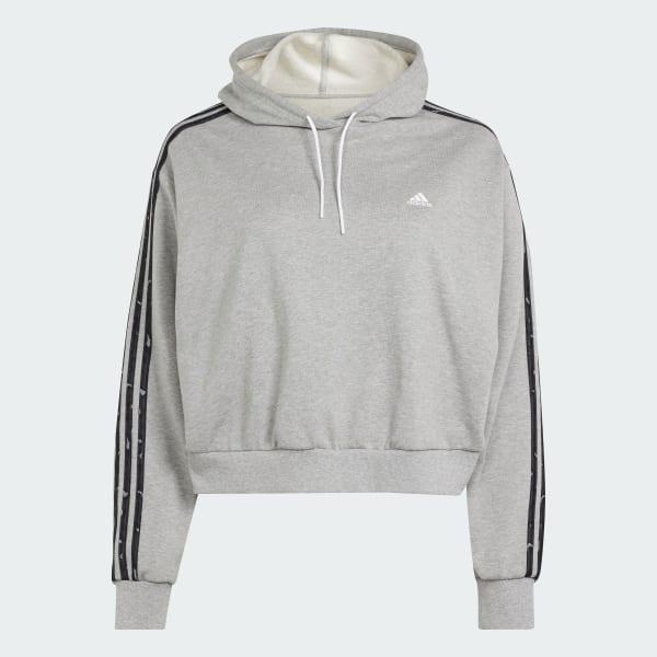 Essentials 3-Stripes Animal Print Relaxed Hoodie (Plus Size) Product Image