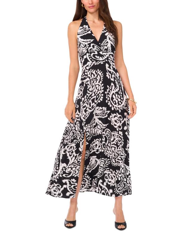 Vince Camuto Womens Sleeveless Printed Halter Maxi Dress Product Image