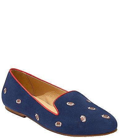 Jack Rogers Football Embroidered Suede Loafers Product Image