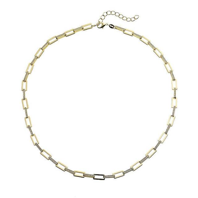 14k Gold Over Silver Cubic Zirconia Cable Chain Necklace, Womens Gold Tone Product Image