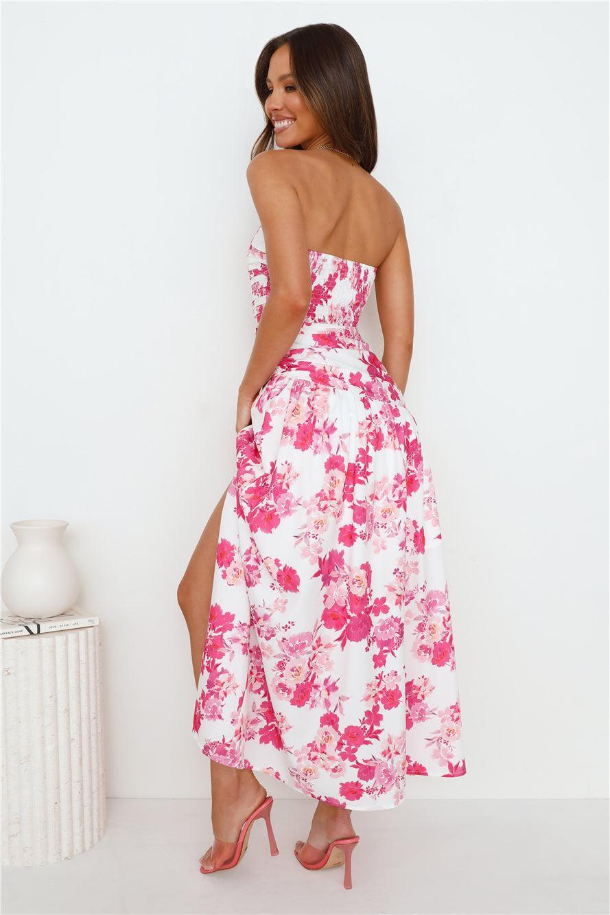 Wild Blooms Strapless Maxi Dress Pink Product Image