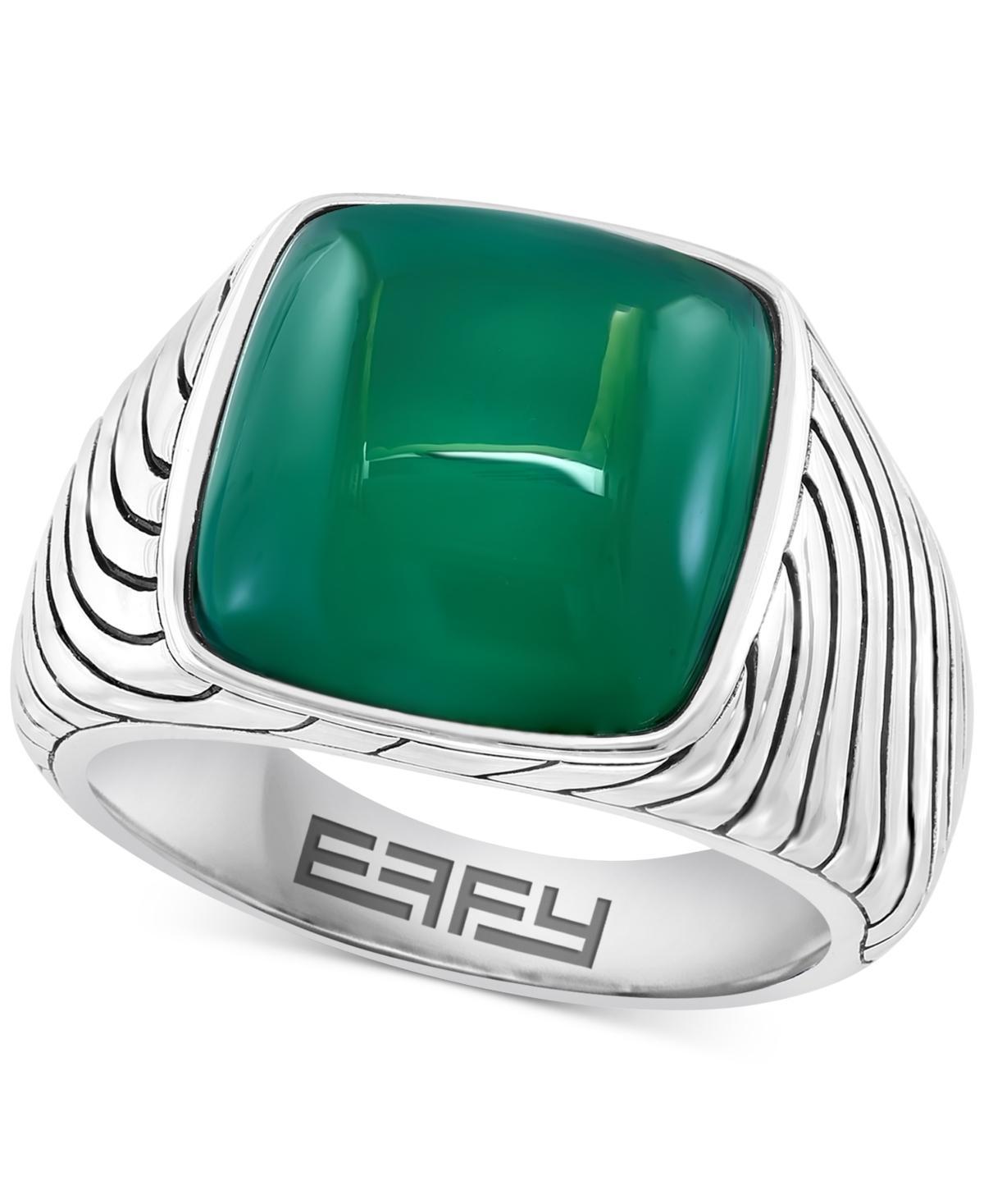 Effy Mens Green Chalcedony Textured Ring in Sterling Silver Product Image