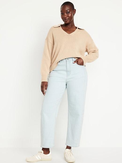 High-Waisted Barrel Ankle Jeans Product Image