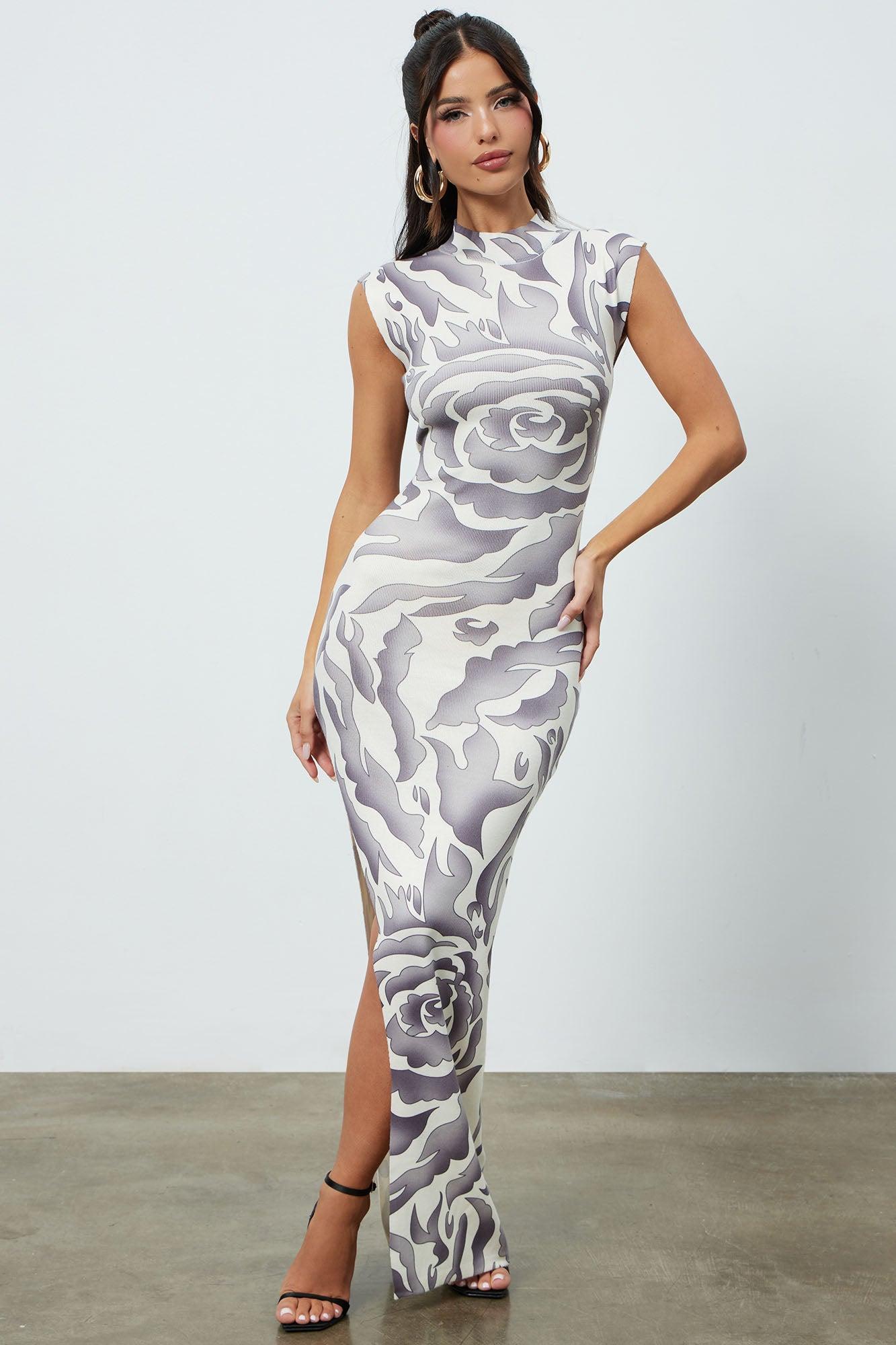 Rose Sweater Maxi Dress - Cream/combo Product Image