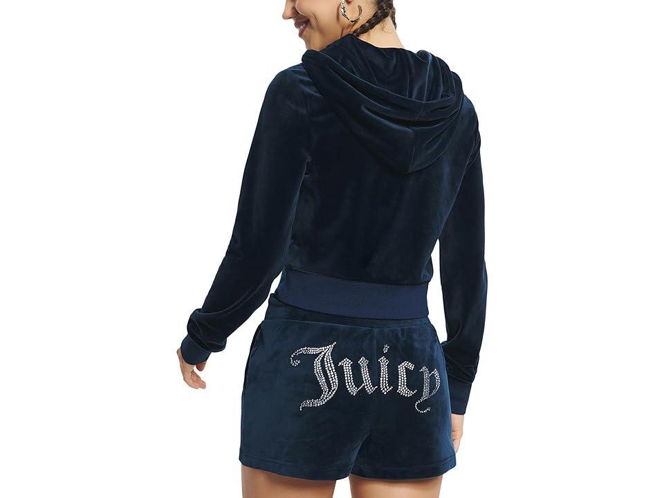 Juicy Couture Classic Juicy Hoodie With Front Bling (Regal ) Women's Sweater Product Image