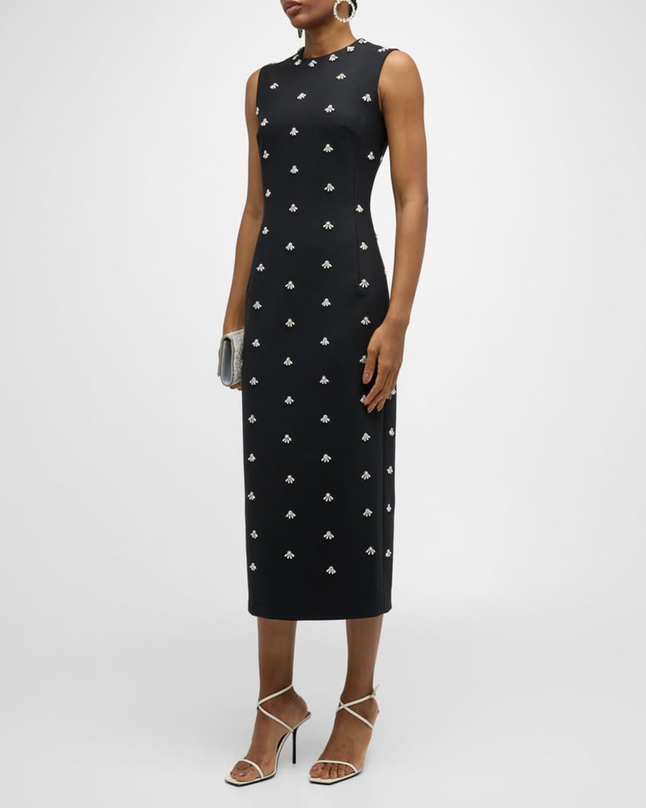 Pearl Cabochon Wool Midi Cocktail Dress Product Image