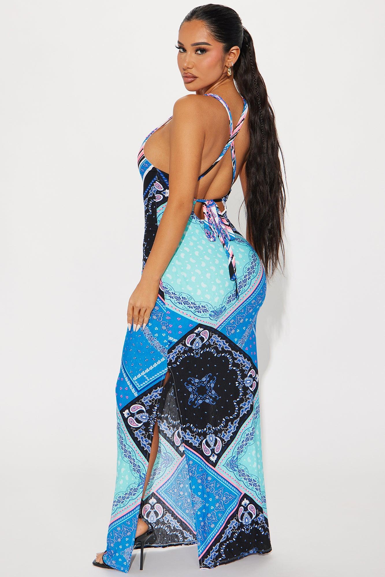 Statement Piece Maxi Dress - Blue/combo Product Image