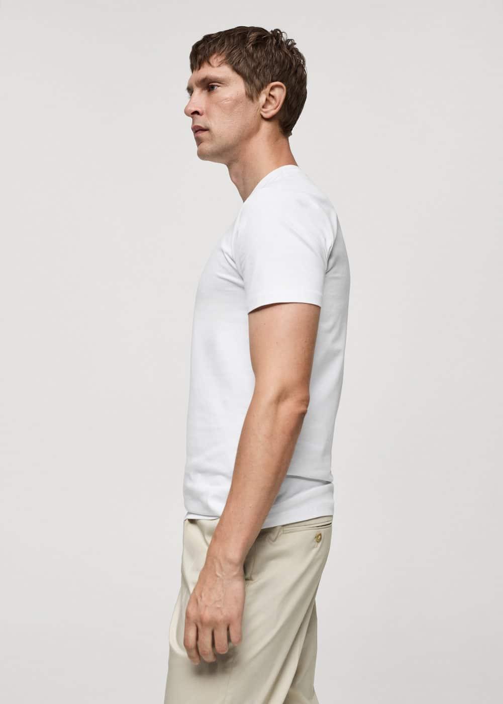 MANGO MAN - Stretch cotton T-shirt whiteMen Product Image