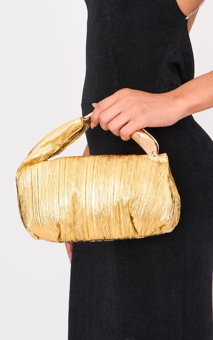 Gold Pleated Abstract Handle Grab Bag product image