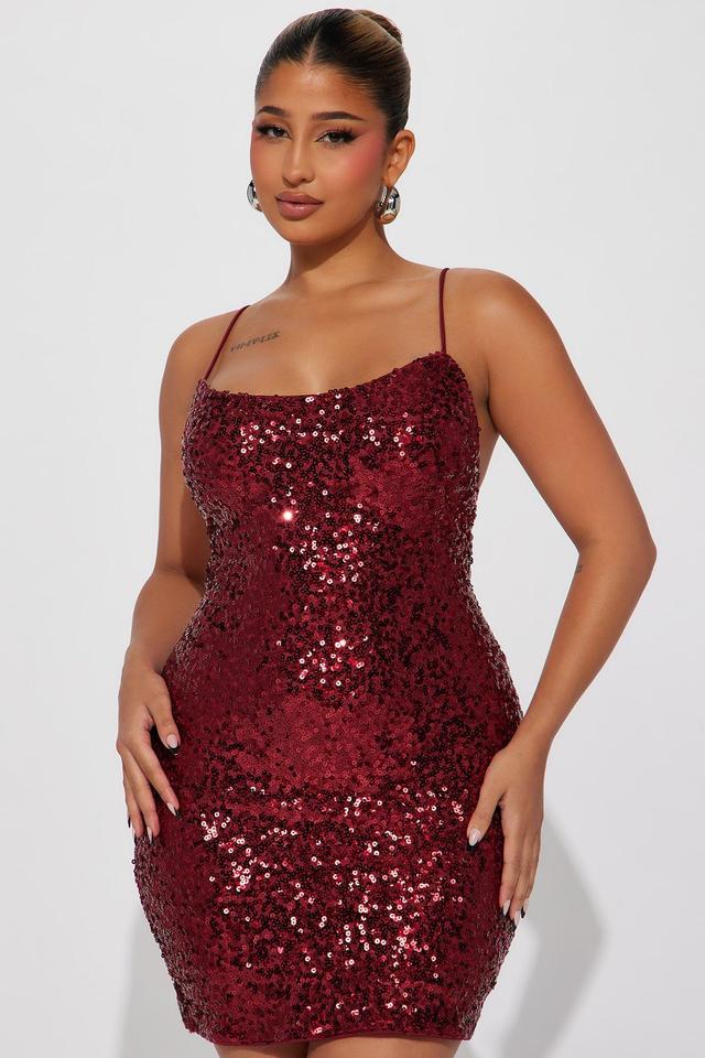 Twilight Sequin Mini Dress - Burgundy Product Image