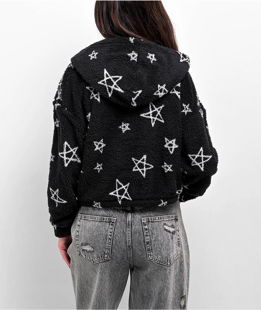 Broken Promises Chuck Black Crop Fleece Quarter Zip Hoodie Product Image