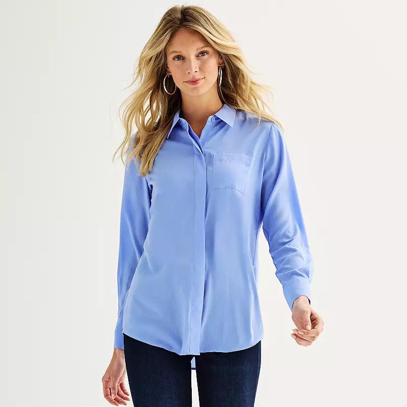 Petite Nine West Drapey Shirt, Womens Product Image