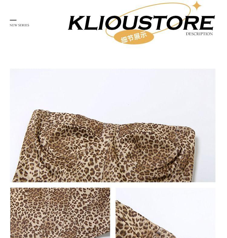 Leopard Print Asymmetrical Halter Top Product Image