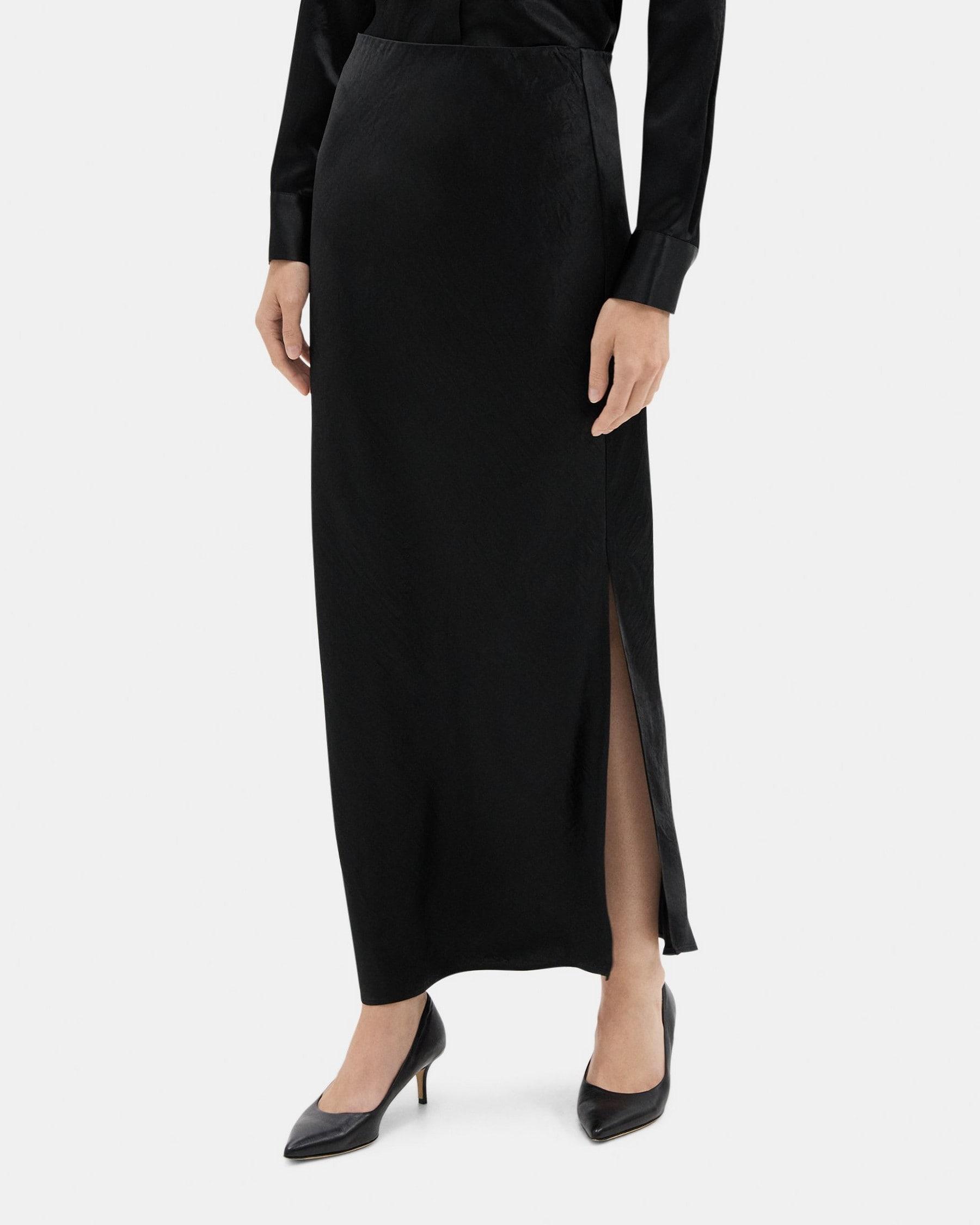 Maxi Slip Skirt in Crushed Satin Product Image