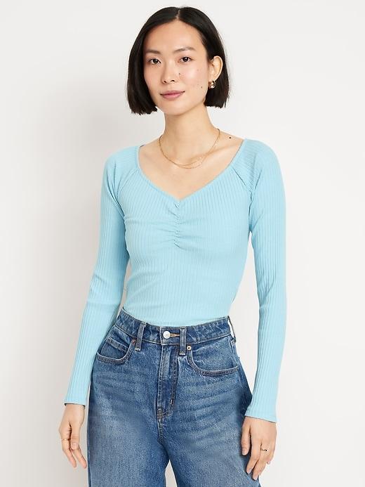 Cinched Rib-Knit Top Product Image