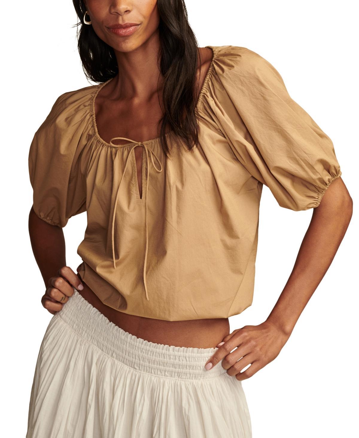 Lucky Brand Womens Cotton Gathered Poplin Top Product Image