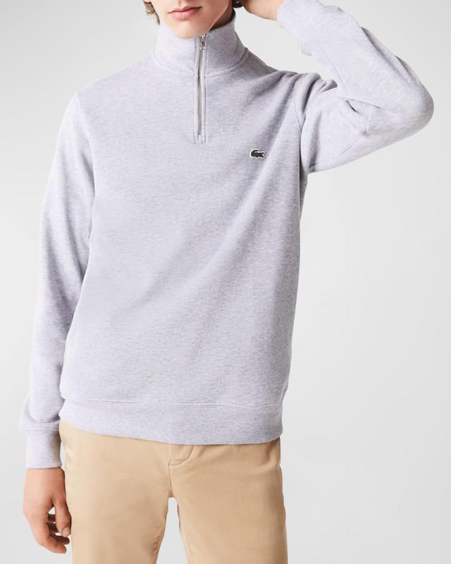 Lacoste Long Sleeve Solid 1/4 Zip Interlock Ribbed Sweatshirt Men's Clothing Product Image