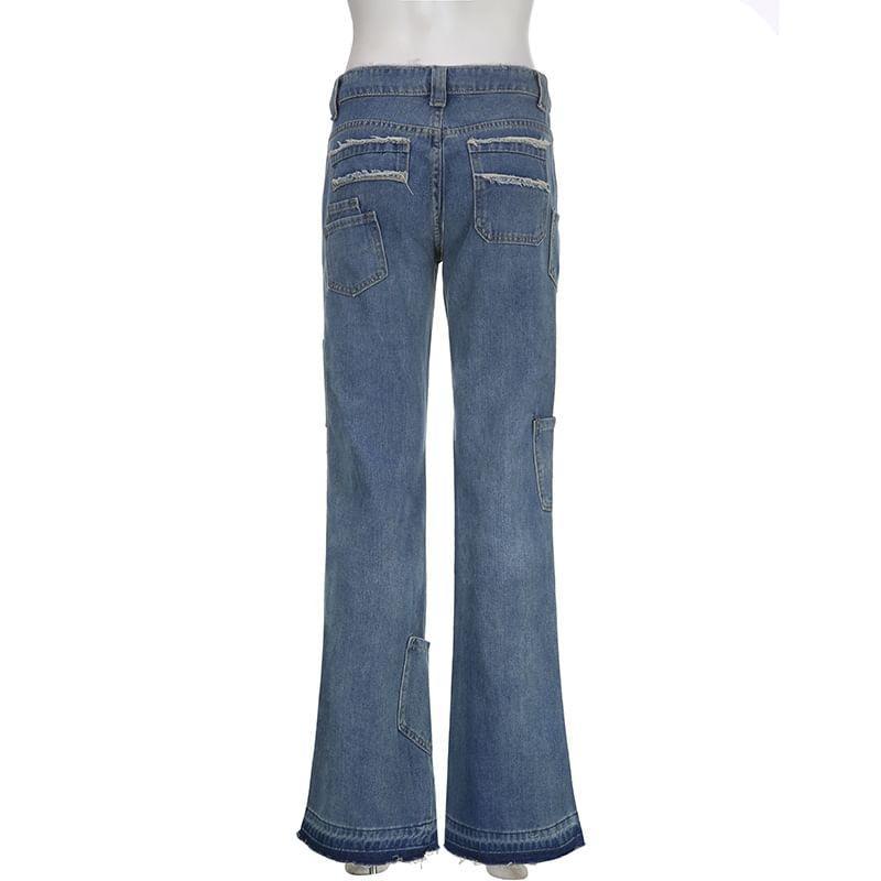 Mid Waist Star Applique Flared Jeans Product Image