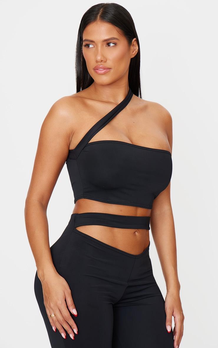 Shape Black Sculp Asymmetric Strappy Crop Top Product Image