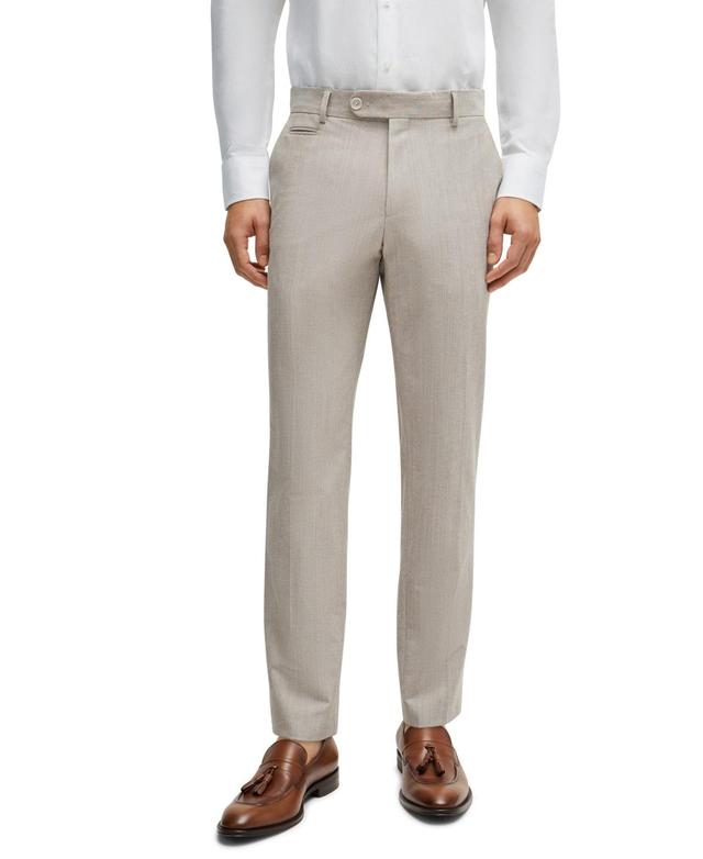 Boss By Hugo Boss Mens Micro-Patterned Slim-Fit Trousers Product Image