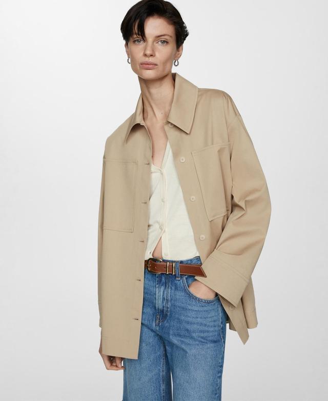 Mango Womens Pockets Detail Oversized Overshirt Jacket Product Image