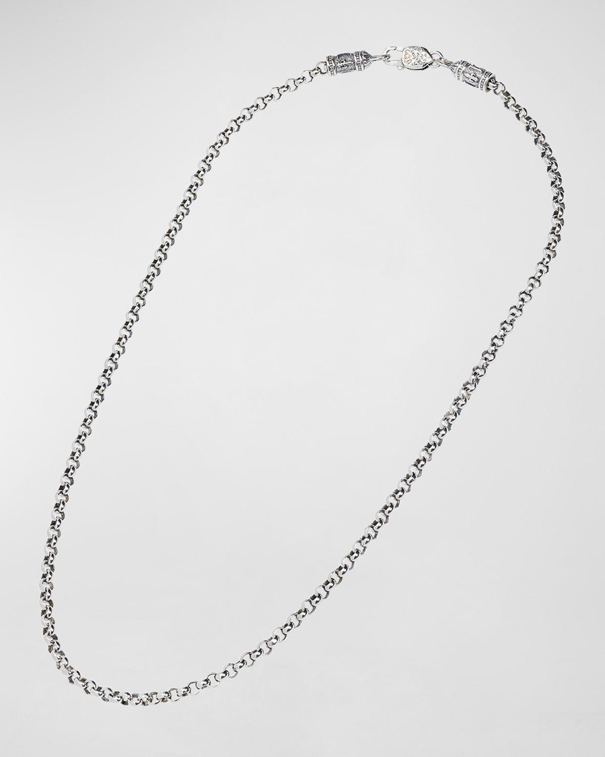 Mens Sterling Silver Cable Chain Necklace, 24L Product Image