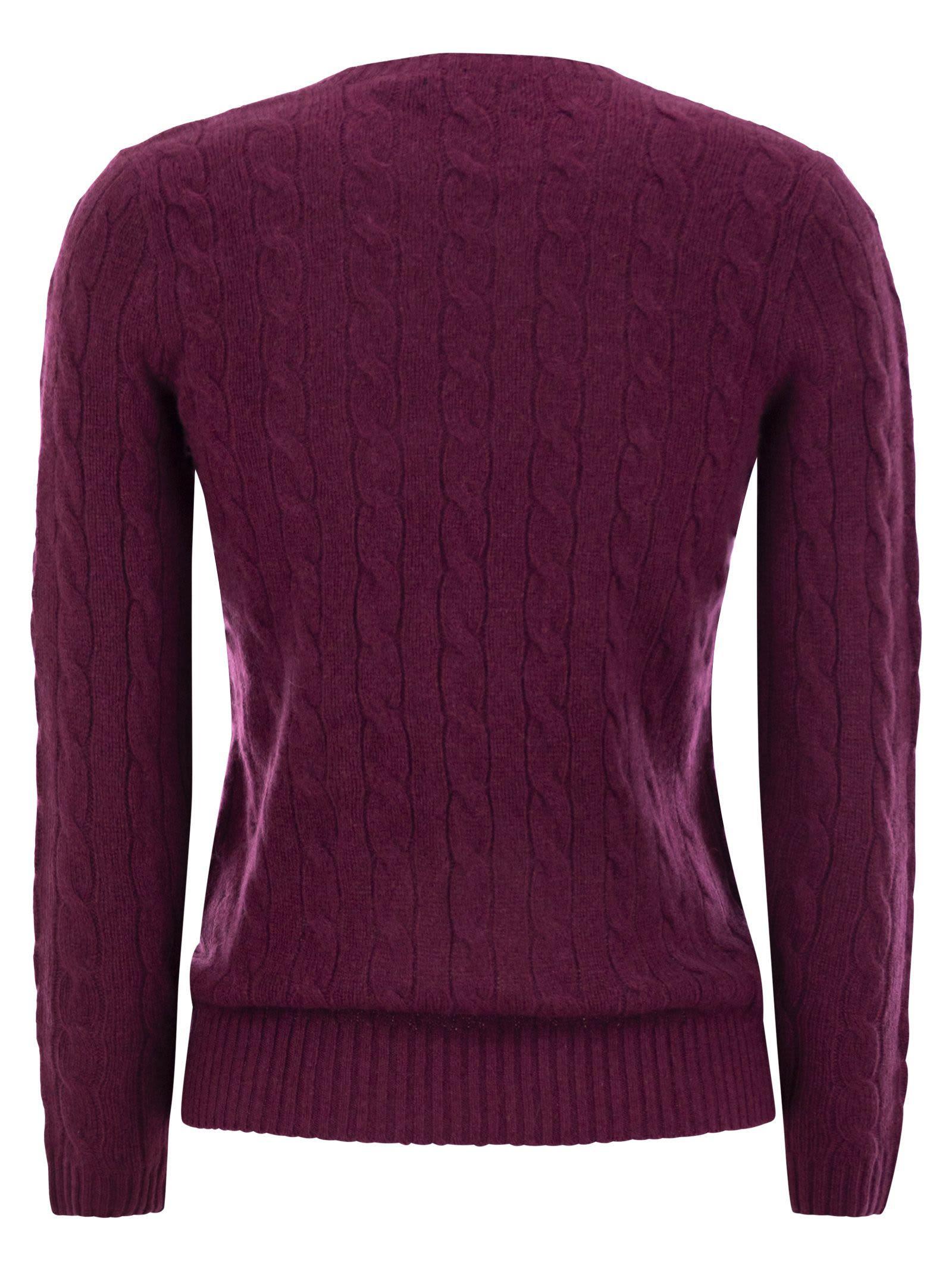 POLO RALPH LAUREN Wool And Cashmere Cable-knit Sweater In Red Product Image