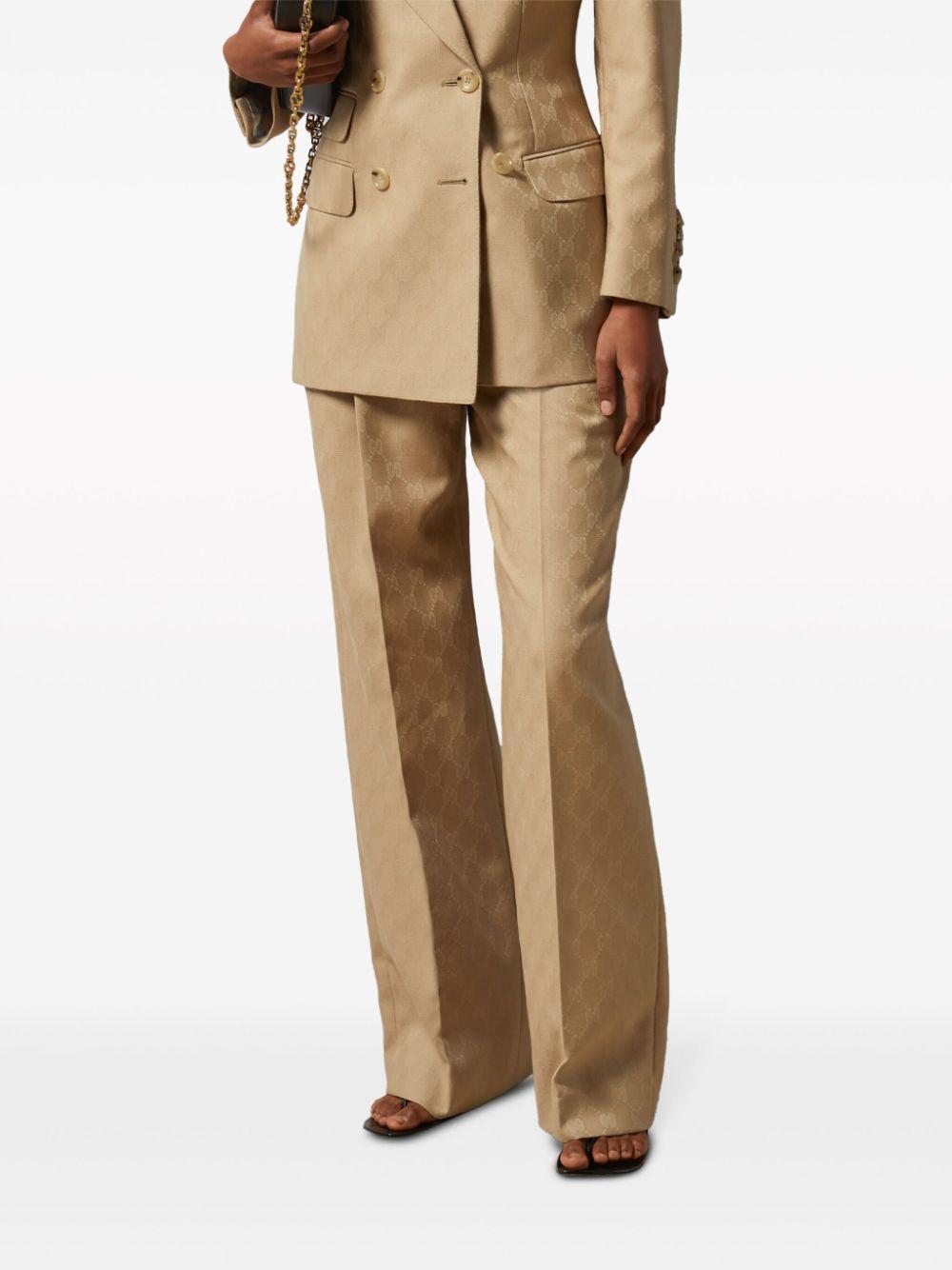 Gg Tailored Wool Trousers In Beige Product Image