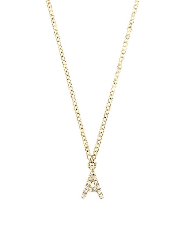 Womens 14K Yellow Gold & 0.03 TCW Diamond Initial Pendant Necklace Product Image