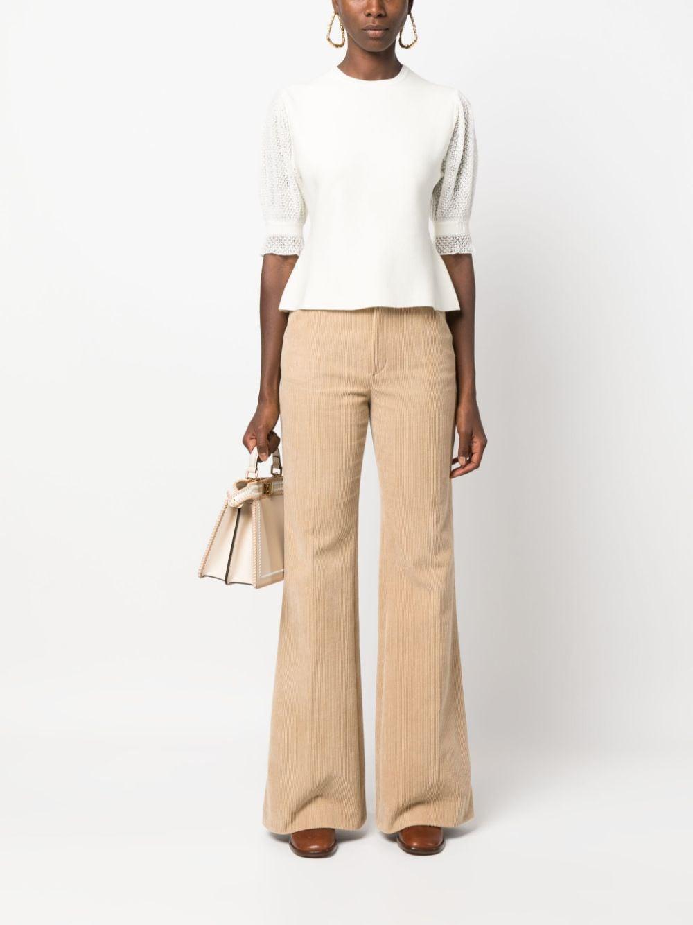 CHLOÉ Wool-blend Lace-sleeves Top In Neutrals Product Image