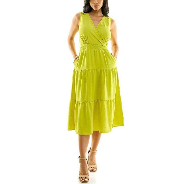 Womens Nina Leonard Tiered Smocked Midi Dress Product Image