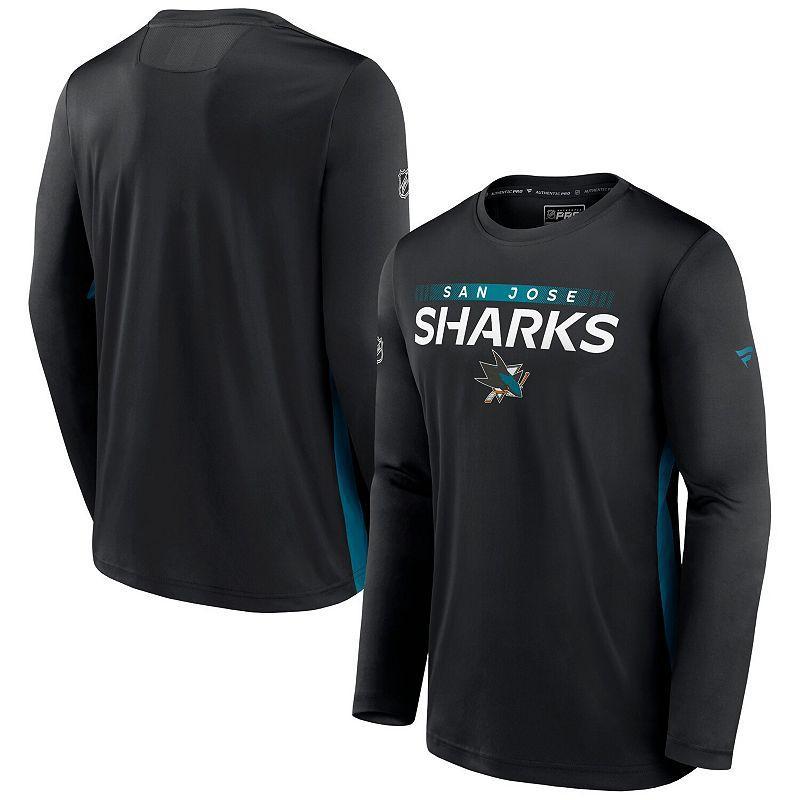 Mens Fanatics Branded Black San Jose Sharks Authentic Pro Rink Performance Long Sleeve T-Shirt Product Image